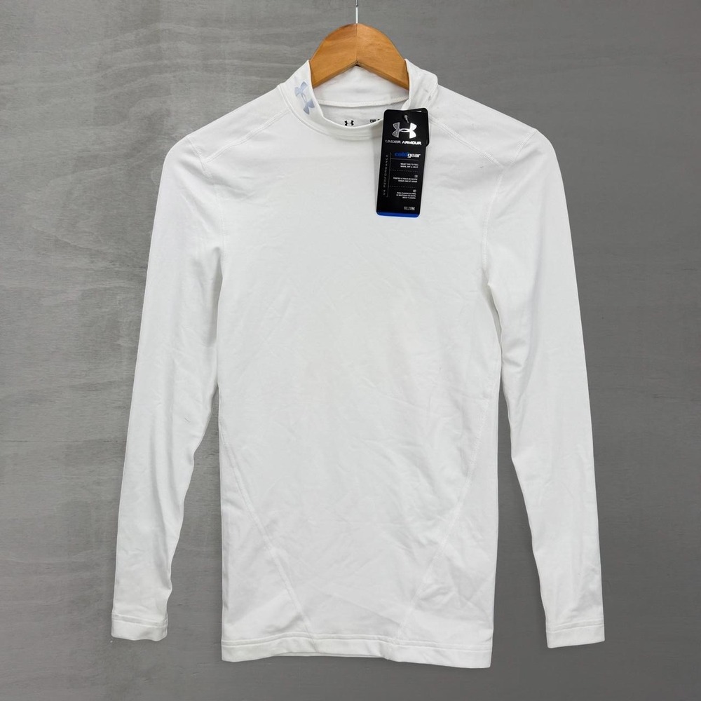 NEW Under Armour ColdGear Compression Shirt White Mock Neck Long Sleeve Small